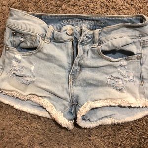 Light wash jean shorts